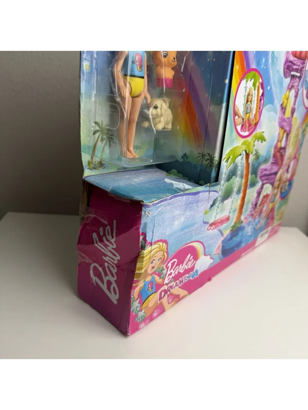 Barbie Chelsea Dreamtopia Lagoon Water Playset Slide Pool Merbear Pet Damage Box